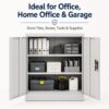 Grey Steel Storage Cabinet 90cm | 2 Door Lockable, 2 Shelves