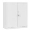 White Steel Storage Cabinet 90cm | 2 Door Lockable, 2 Shelves
