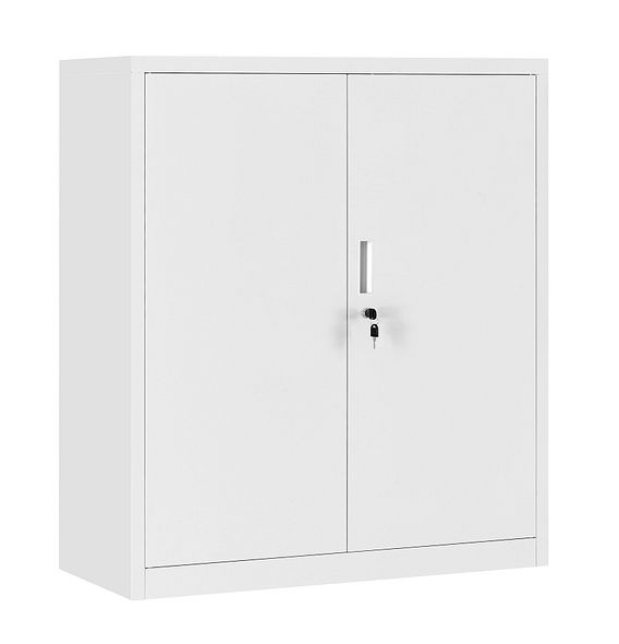White Steel Storage Cabinet 90cm | 2 Door Lockable, 2 Shelves