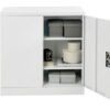 White Steel Storage Cabinet 90cm | 2 Door Lockable, 2 Shelves