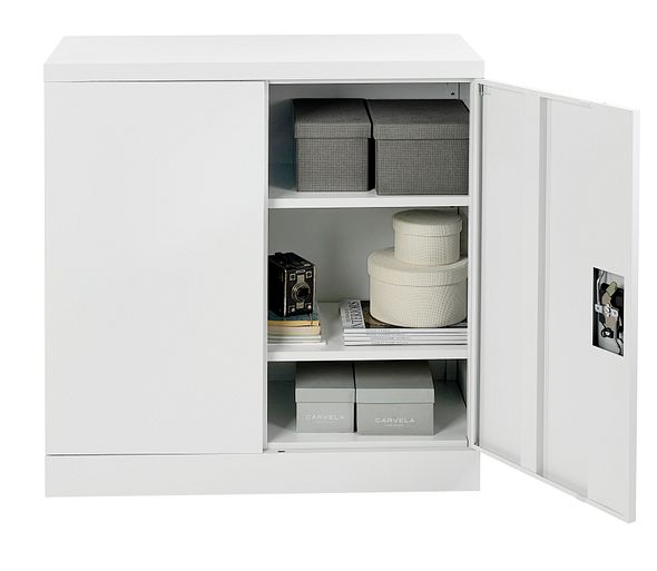 White Steel Storage Cabinet 90cm | 2 Door Lockable, 2 Shelves