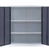 White & Grey Steel Storage Cabinet | Lockable, 2 Adjustable Shelves
