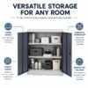 White & Grey Steel Storage Cabinet | Lockable, 2 Adjustable Shelves