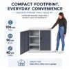 White & Grey Steel Storage Cabinet | Lockable, 2 Adjustable Shelves