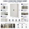 grey steel storage cabinet 140cm | 2 door lockable, 3 shelves