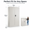 grey steel storage cabinet 140cm | 2 door lockable, 3 shelves