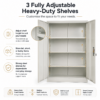 grey steel storage cabinet 140cm | 2 door lockable, 3 shelves