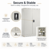 grey steel storage cabinet 140cm | 2 door lockable, 3 shelves