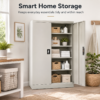 grey steel storage cabinet 140cm | 2 door lockable, 3 shelves
