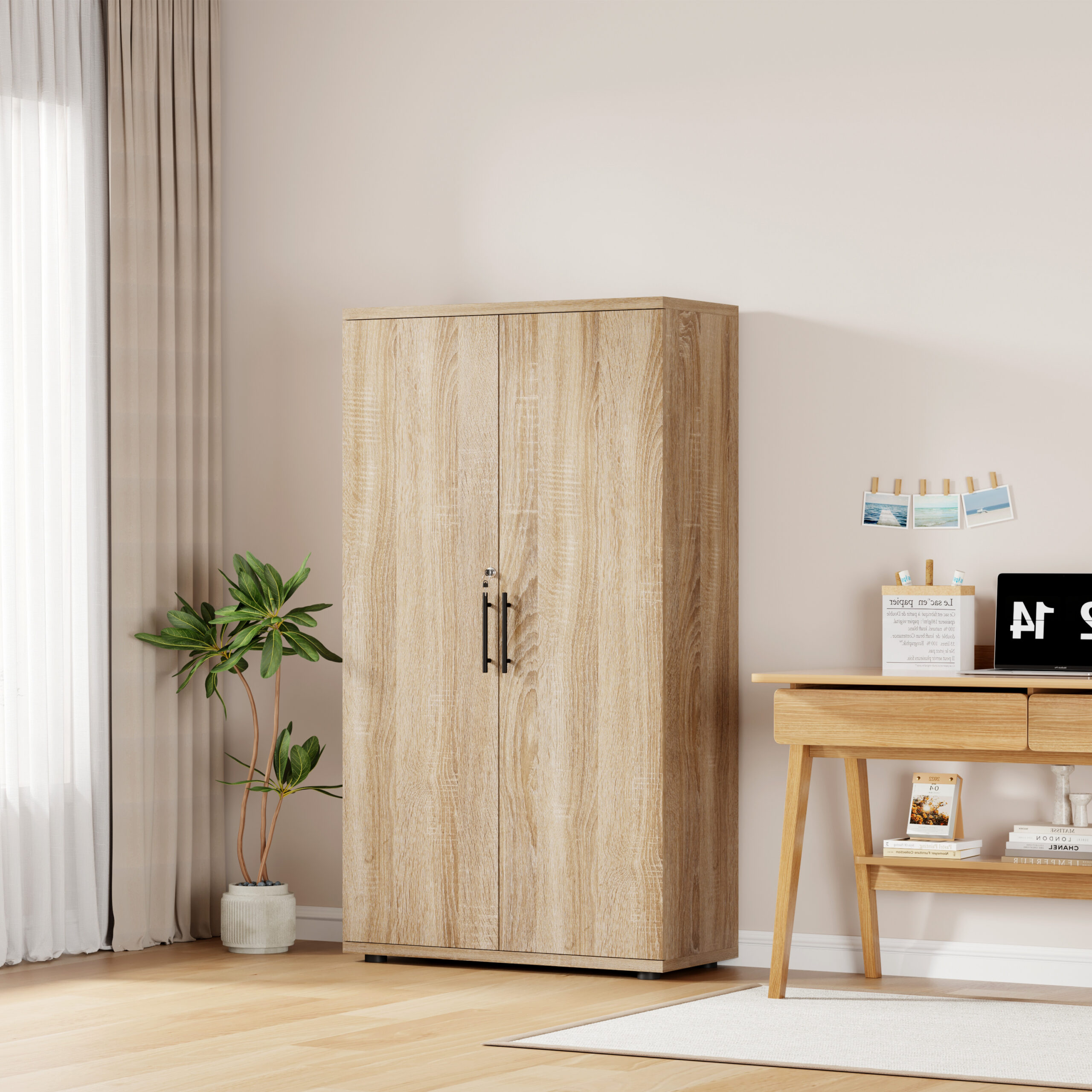 Sonoma Oak Storage Cabinet 120cm | 2 Door Lockable, 2 Shelves
