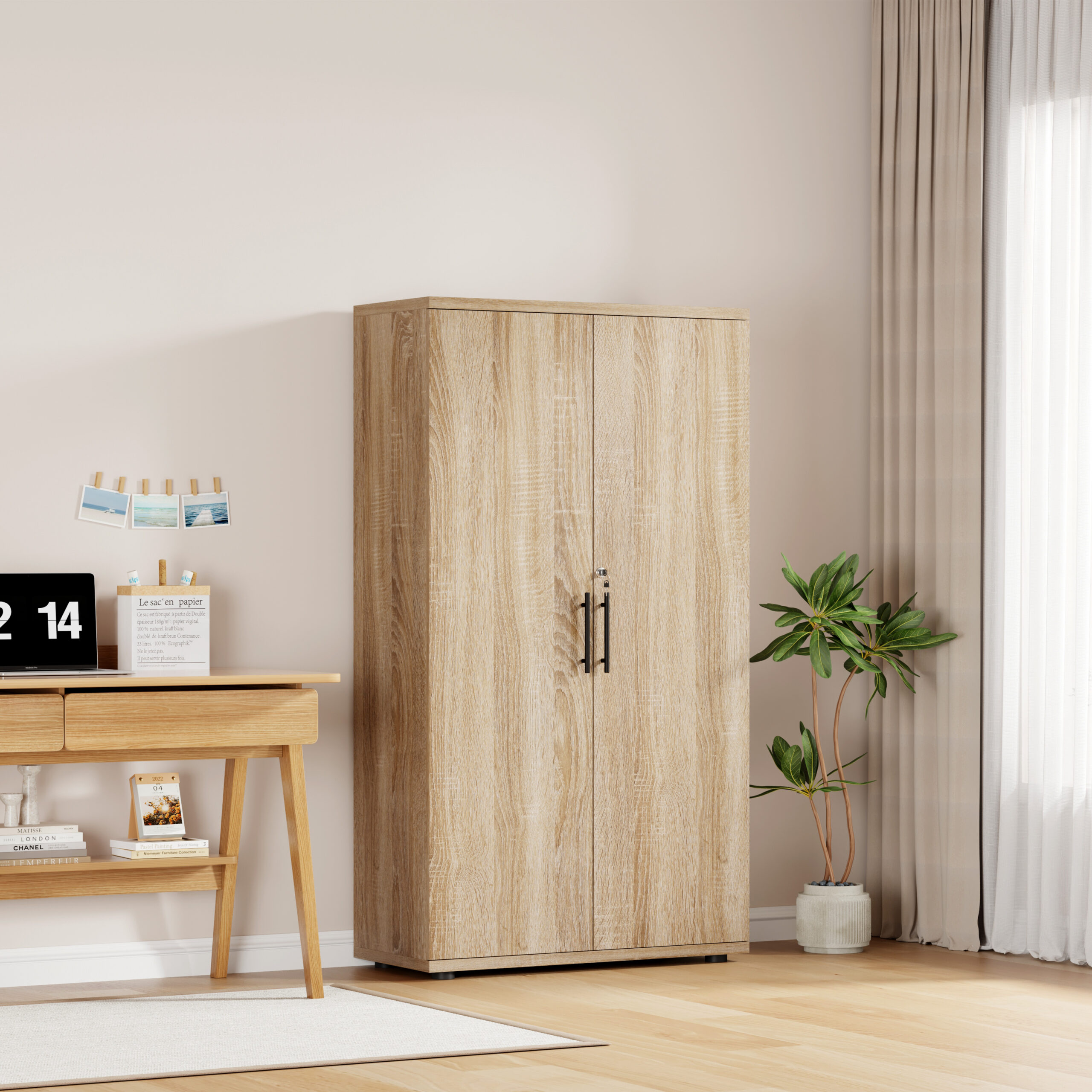 Sonoma Oak Storage Cabinet 120cm | 2 Door Lockable, 2 Shelves