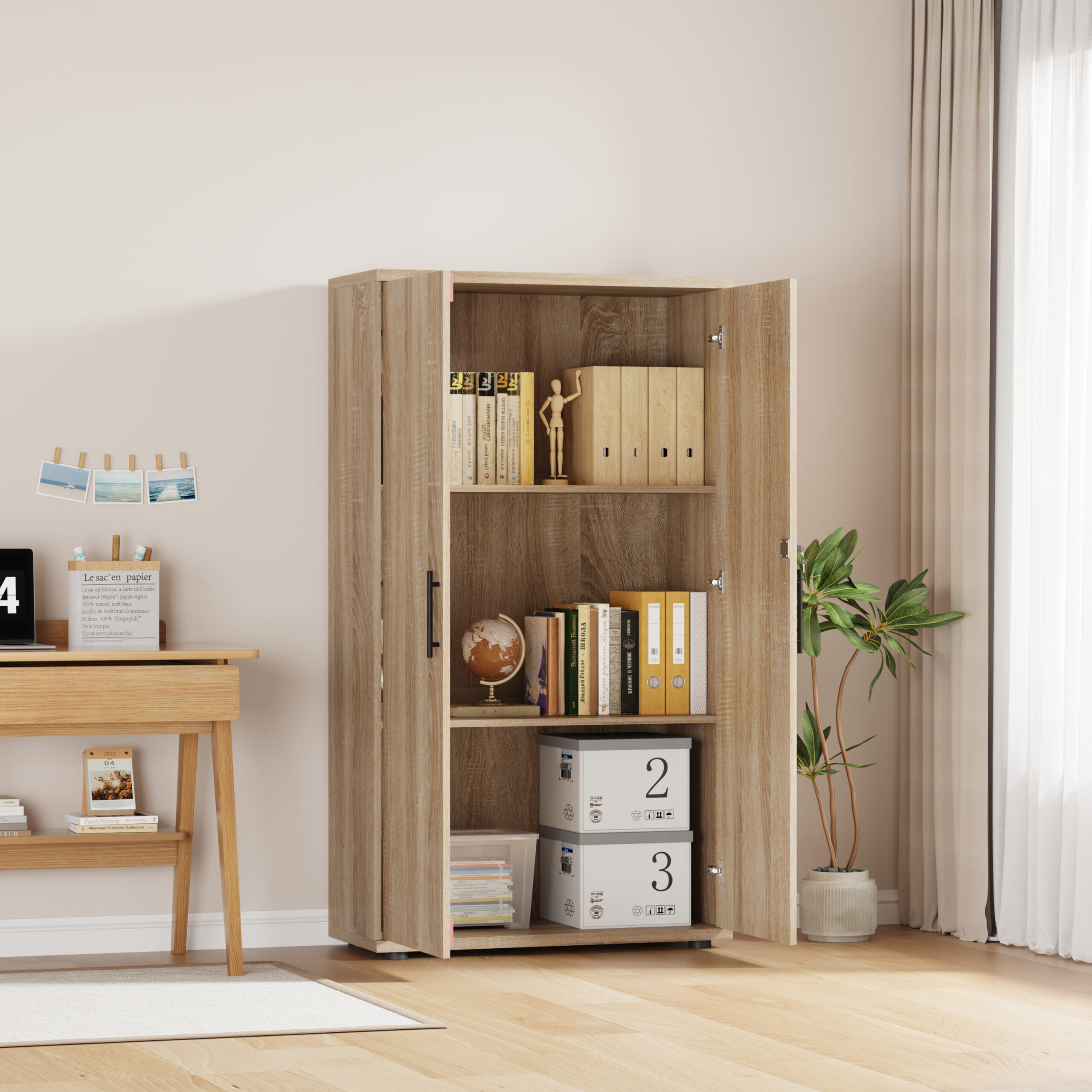 Sonoma Oak Storage Cabinet 120cm | 2 Door Lockable, 2 Shelves