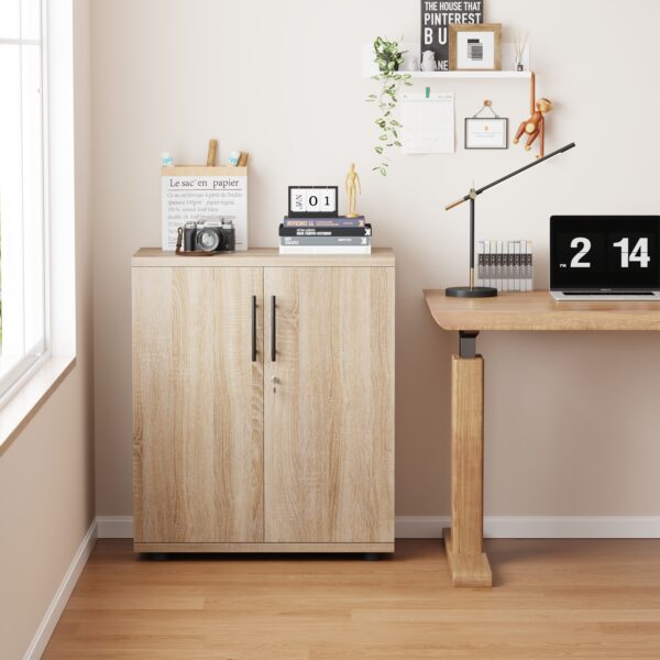 Sonoma Oak Storage Cabinet 89.5cm | 2 Door Lockable, 2 Shelves