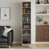 MMT White Slim 2 Door Storage Cabinet with 5 Adjustable Shelves 175cm