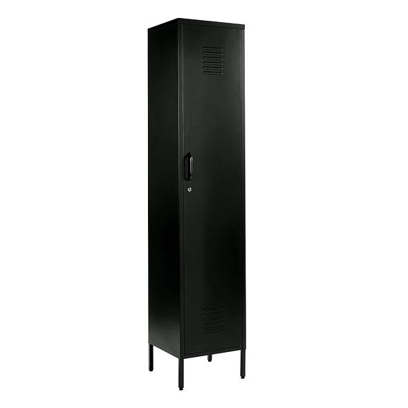 Black Metal Locker Cabinet 180cm | Lockable Single Door Storage