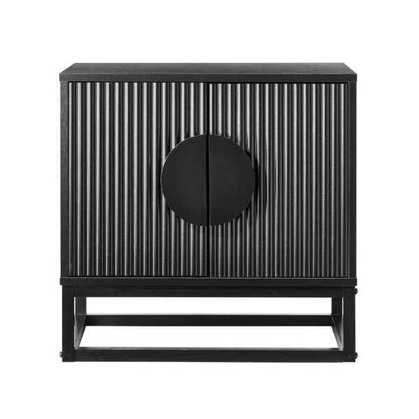 Black 60cm Sideboard Storage Cabinet | Fluted 2 Door