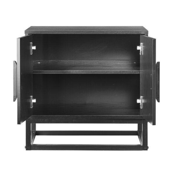 Black 60cm Sideboard Storage Cabinet | Fluted 2 Door