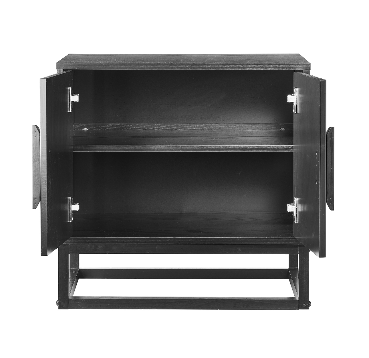 Black 60cm Sideboard Storage Cabinet | Fluted 2 Door