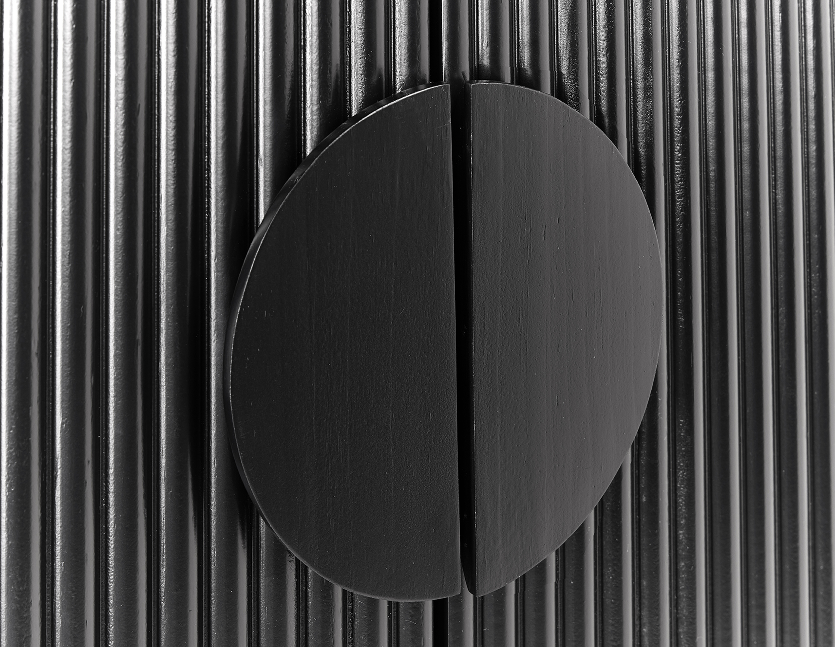 Black 60cm Sideboard Storage Cabinet | Fluted 2 Door
