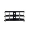 Black 105cm TV Stand Cabinet with Glass Shelves & Soundbar Shelf