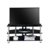 Black 105cm TV Stand Cabinet with Glass Shelves & Soundbar Shelf