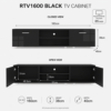 Black 160cm TV Stand Cabinet with Soundbar Shelf & LED Lights | Up to 65 Inch TVs