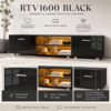 Black 160cm TV Stand Cabinet with Soundbar Shelf & LED Lights | Up to 65 Inch TVs