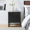 Black Bedside Table with 2 Drawers | Fluted Front