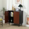 Black Mid-Century Sideboard Cabinet | 2 Door, Adjustable Shelf