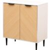 White & Oak Mid-Century Sideboard Cabinet | 2 Door, Adjustable Shelf