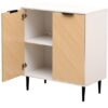 White & Oak Mid-Century Sideboard Cabinet | 2 Door, Adjustable Shelf