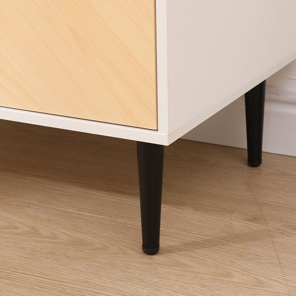 White & Oak Mid-Century Sideboard Cabinet | 2 Door, Adjustable Shelf