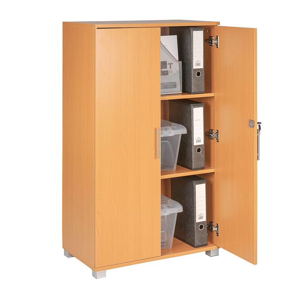 Beech Wooden Storage Cabinet 120cm | 2 Door Lockable, 2 Shelves