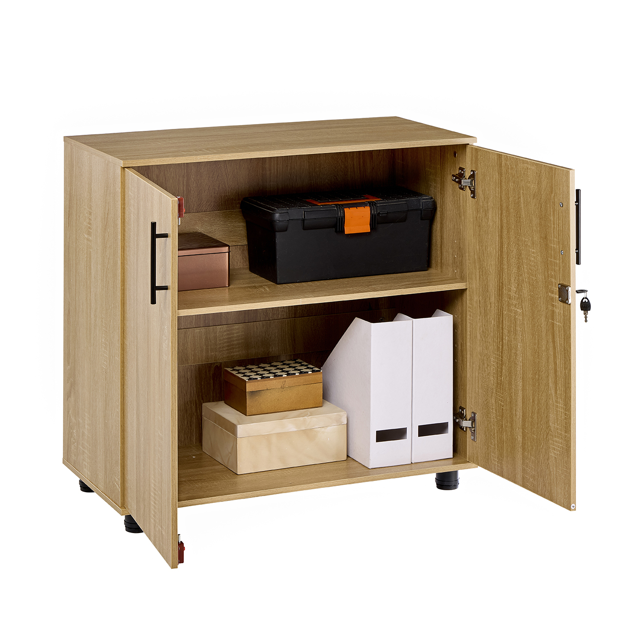 Sonoma Oak Storage Cabinet 75cm | 2 Door Lockable, 1 Shelf