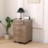 Dark Oak 3 Drawer Mobile Filing Cabinet | Lockable Under Desk Pedestal