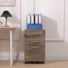 Dark Oak 3 Drawer Mobile Filing Cabinet | Lockable Under Desk Pedestal