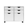 White Mobile Storage Cabinet with 4 Drawers & 2 Cupboards