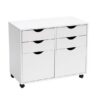 White Mobile Storage Cabinet with 4 Drawers & 2 Cupboards