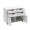 White Mobile Storage Cabinet with 4 Drawers & 2 Cupboards