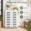 White Shoe Storage Cabinet with Slatted Doors | 60cm