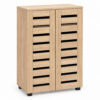 MMT Oak Effect 2 Door Shoe Storage Cabinet with Slatted Doors 60cm