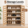 MMT Oak Effect 2 Door Shoe Storage Cabinet with Slatted Doors 60cm