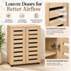MMT Oak Effect 2 Door Shoe Storage Cabinet with Slatted Doors 60cm