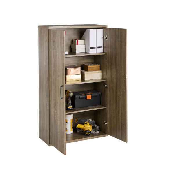 Dark Oak Storage Cabinet 140cm | 2 Door Lockable, 3 Shelves