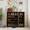 Oak Effect 3 Door Shoe Storage Cabinet with Slatted Doors | 114cm