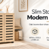 Oak Effect 3 Door Shoe Storage Cabinet with Slatted Doors | 114cm