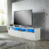White 200cm TV Stand Cabinet with LED Lights | Up to 90 Inch TVs
