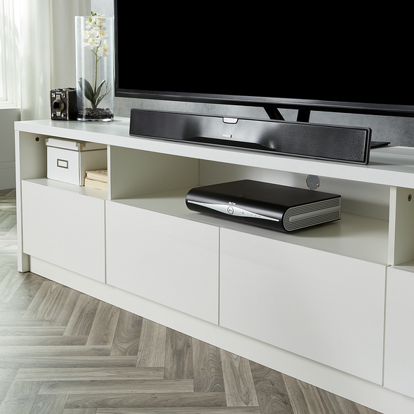White 200cm TV Stand Cabinet with LED Lights | Up to 90 Inch TVs