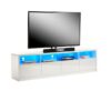 White 200cm TV Stand Cabinet with LED Lights | Up to 90 Inch TVs