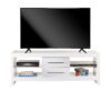White 140cm TV Stand Cabinet with Glass Shelves & LED Lights | Up to 65 Inch TVs